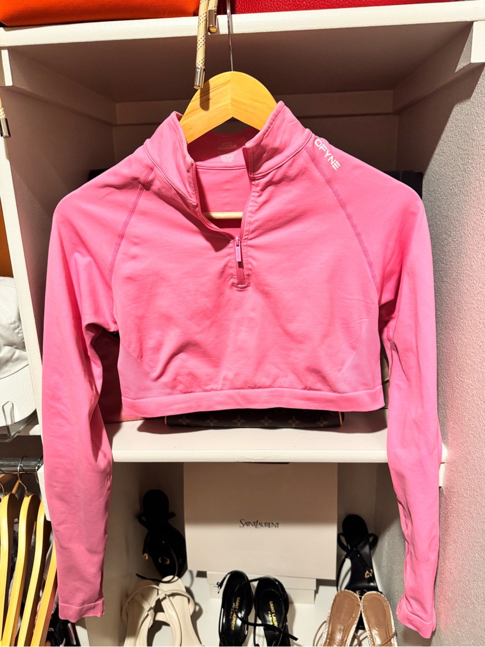 Bright Pink Cropped Half-Zip Pullover